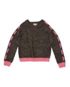 Girl's Lace Up Sleeve Knit Sweater,