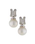 14k Freshwater Pearl & Diamond Dangle Earrings,