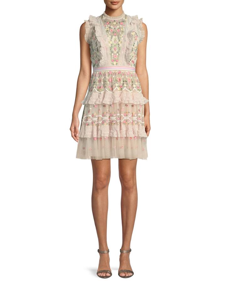 Lattice Rose Embroidered Frill