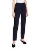 Windowpane Double-face Jersey Slim Ankle Pants