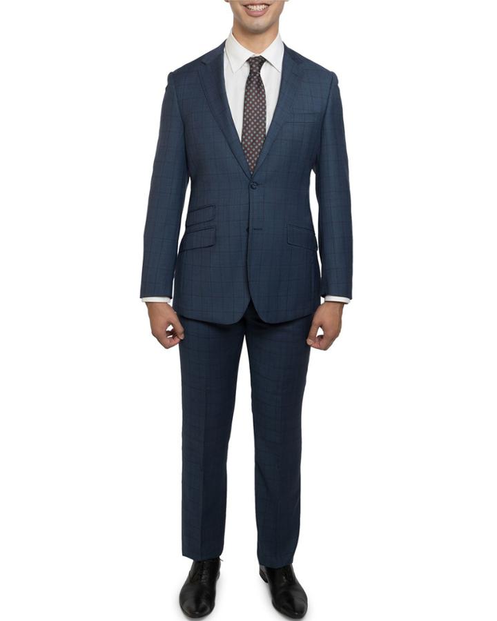 Men's Slim-fit Plaid-wool Two-piece