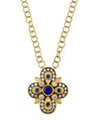 Clover Pendant Link Necklace, Blue