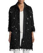 Button-front Paillette Oversized Wool Coat