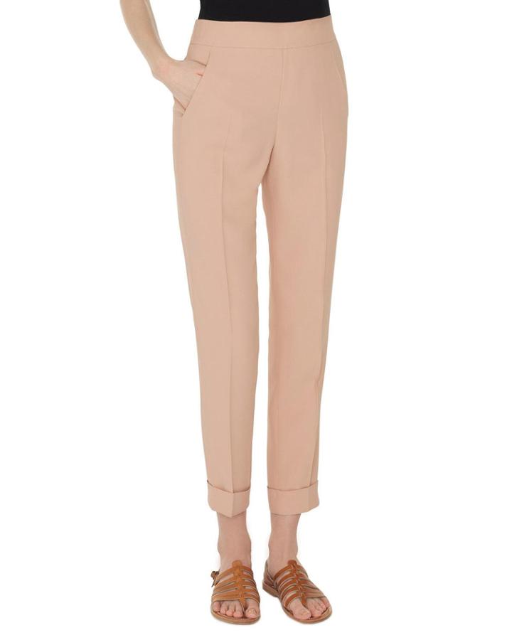 Chris High-waist Cuffed Crepe Pants