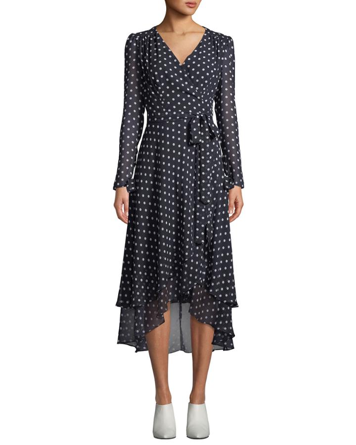 Polka-dot Maxi Wrap Dress