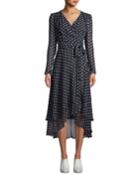 Polka-dot Maxi Wrap Dress