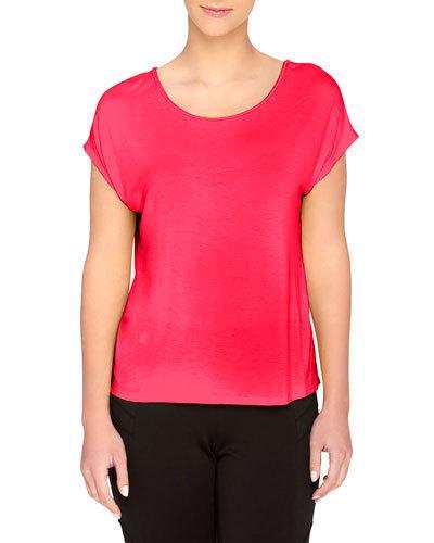 Moni Short-sleeve Jersey Top, Pink Bliss
