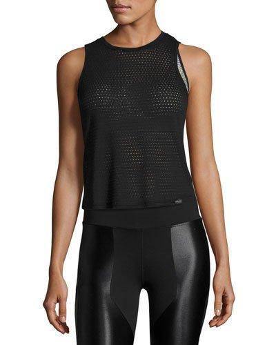 Perforated-knit Muscle Tank, Black