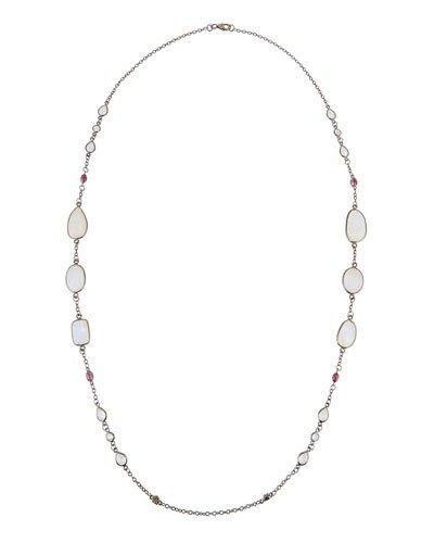 Moonstone, Composite Ruby & Diamond Station Necklace,