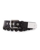 Men's Leather Chain Grommet Belt, Black