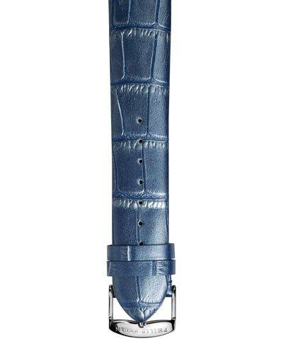 18mm Alligator-print Leather Watch Strap, Metallic Royal Blue