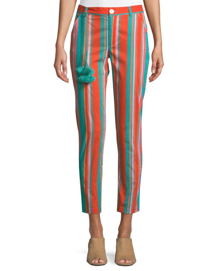 Zuri Straight-leg Striped Crop Cotton Pants