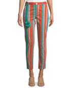 Zuri Straight-leg Striped Crop Cotton Pants