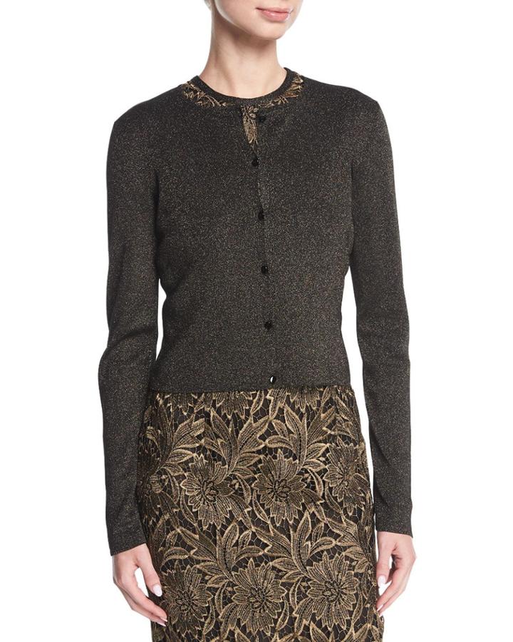 Long-sleeve Button-front Cropped Cardigan