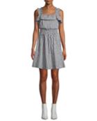 Ruffled Gingham Tie-back Fit-and-flare Dress
