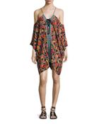 Mozambique Cold-shoulder Lace-up Caftan,