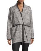 Tweed Tie-waist Jacket, Black/white
