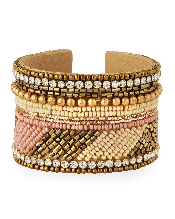 Bead & Crystal Cuff Bracelet