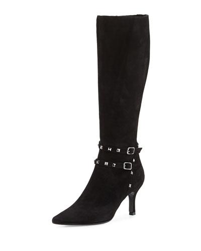 Zoel Suede Knee Boot, Black