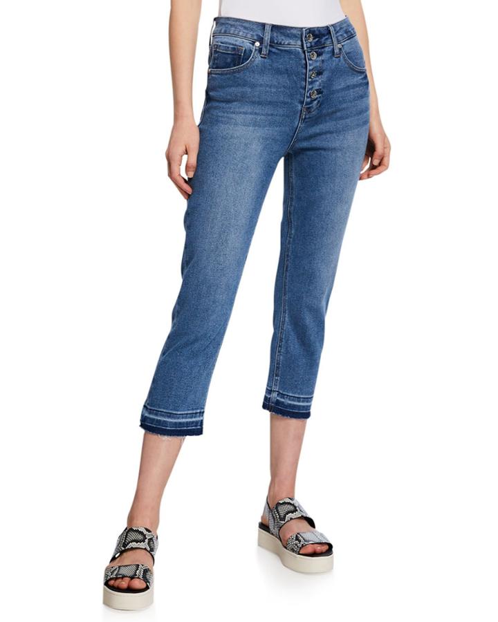 Perfect Vintage Released-hem High-rise Button-fly Jeans