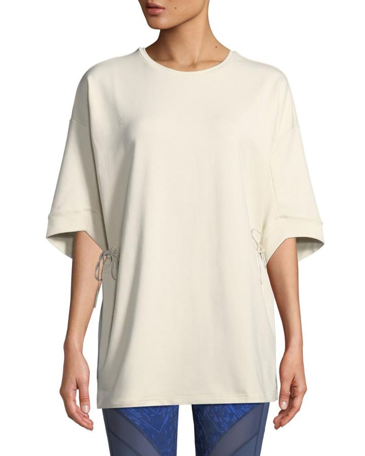 Lacing-back Crew Tie-waist Tee