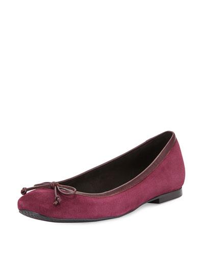 Shoestring Suede Ballerina Flat, Bordeaux