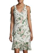 Floral-print Chiffon-trim