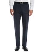 Men's Solid Melange Flat-front Trousers