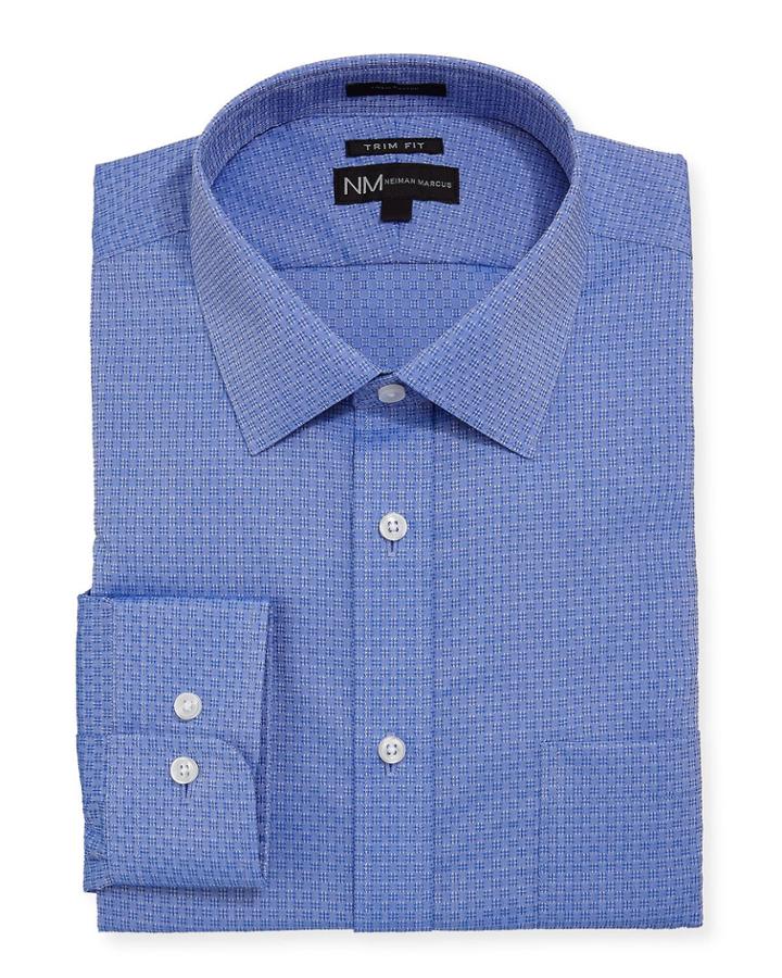 Trim Fit Dobby Dress Shirt With Pocket