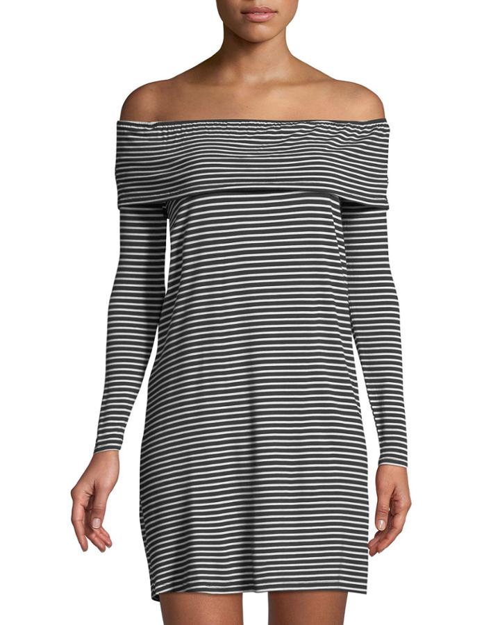 Off-the-shoulder Striped