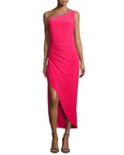 One-shoulder Embellished Gown, Coral Rage
