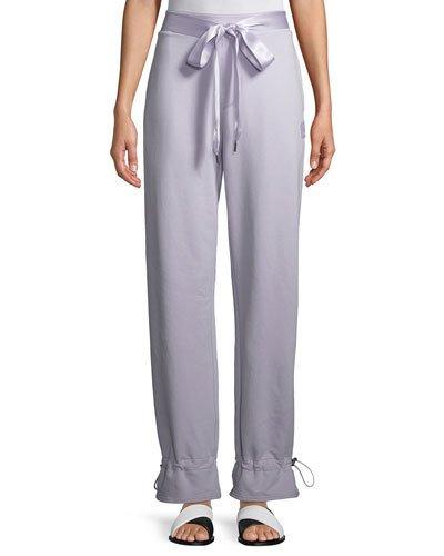 Gathered-ankle Ribbon-tie Sweatpants, Thistle
