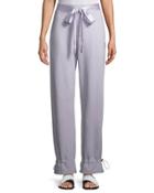 Gathered-ankle Ribbon-tie Sweatpants, Thistle