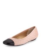 Saucy Quilted Leather Flat, Blush