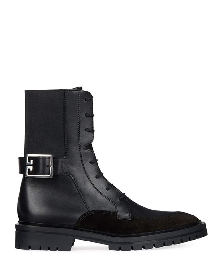 Aviator Leather/suede Ankle Boot