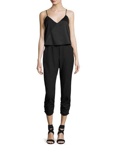 Ivy Popover Crepe Jumpsuit, Black