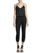 Ivy Popover Crepe Jumpsuit, Black