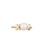 14k Yellow Gold Freshwater Pearl X Ring, 7.5mm,