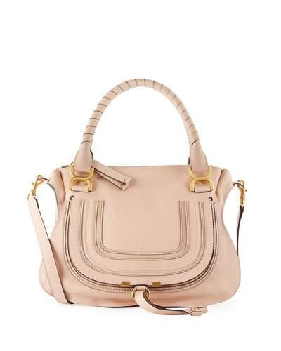 Marcie Leather Satchel Bag, Blush Nude