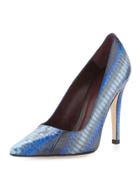 Indie Snakeskin Pointed-toe Pump, Ink Blue/multi