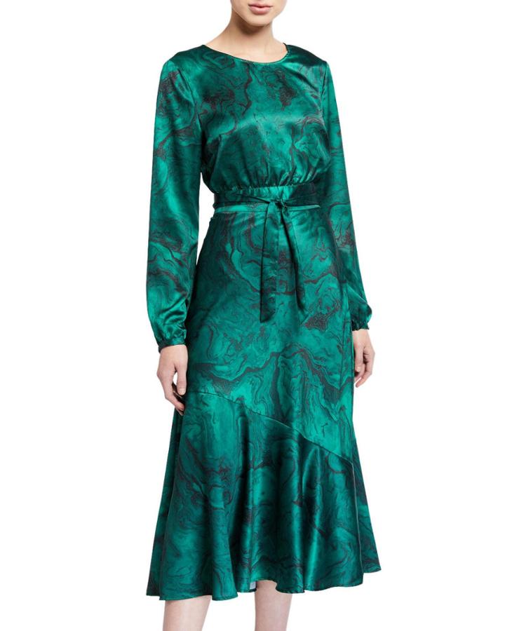 Hattie Printed Cropped Tie-waist Blouse