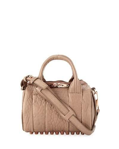 Round Pebbled Satchel Bag, Beige