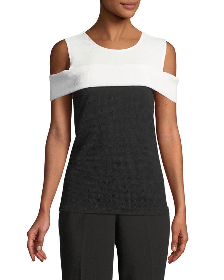 Colorblocked Cold-shoulder Top