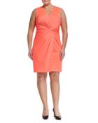 Lucia Twist-front Dress, Neon Coral