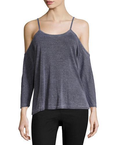 Burnout Cold-shoulder Tee, Black Burnout