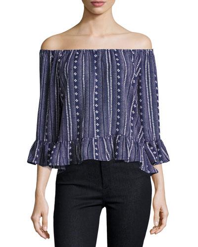 Julia Off-the-shoulder Top, Blue
