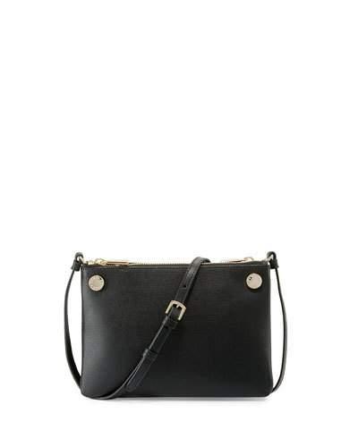 Lilli Leather Double Pouch Crossbody Bag, Onyx