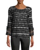 Lace-stripe Bell-sleeve Blouse