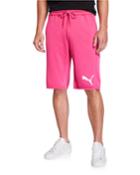 Men's 12 Sweat Raw Edge Bermuda Shorts, Fuchsia