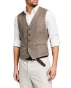 Men's Traditional Retro Squared Prince Of Wales Waistcoat